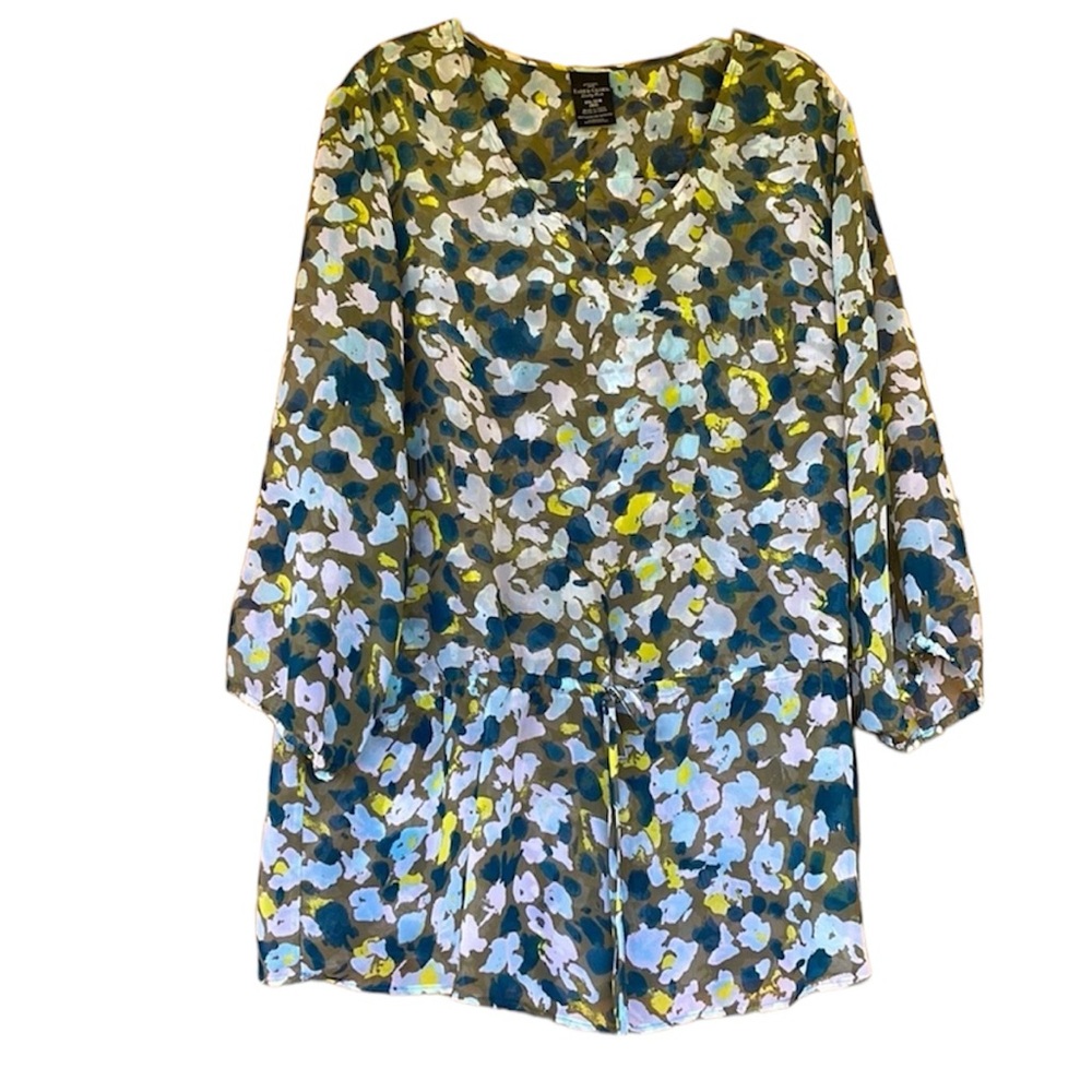Faded Glory watercolor semi-sheer V-neck blouse. Plus size XXL 20